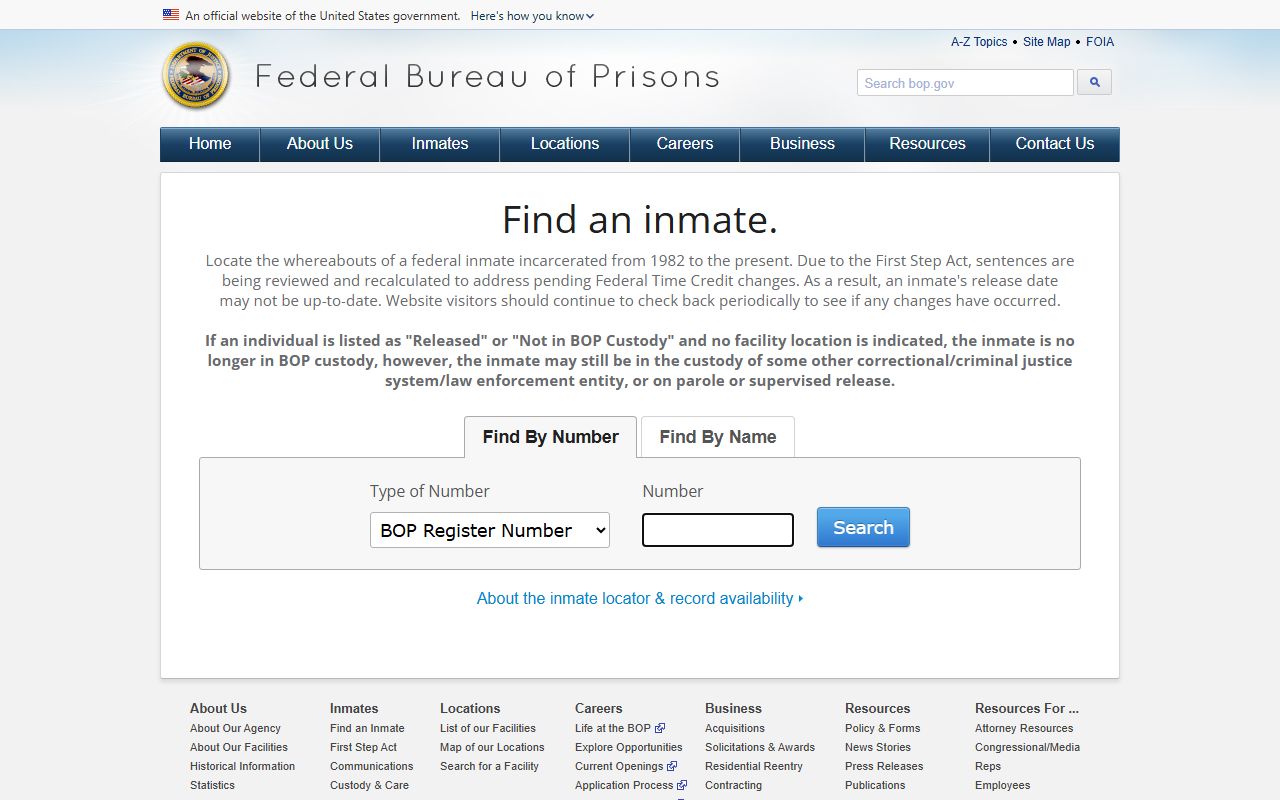 Boone County federal inmate population BOP inmate locator search