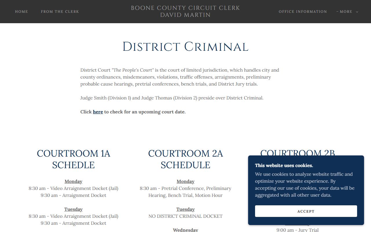 Boone County district criminal records request after jail arrest